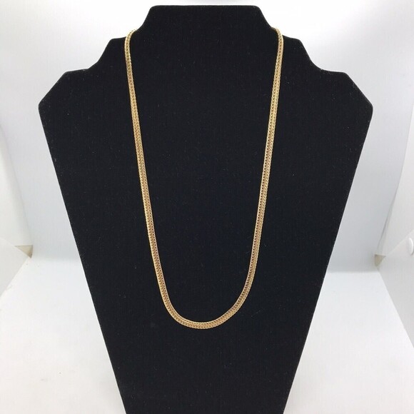 Vintage‎ Gold Tone Wheat Chain Necklace 16.5” Marked KK Lobster Claw 1/8” Wide - Picture 1 of 6